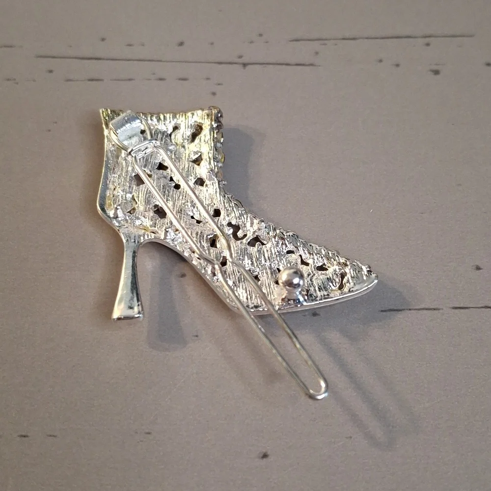 Gold Rhinestone High Heel Barette